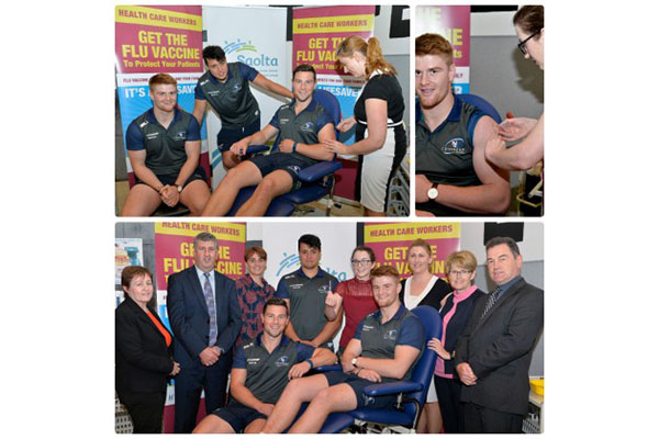 Connacht Rugby squad join staff to launch Flu Vaccine Campaign at University Hospital Galway