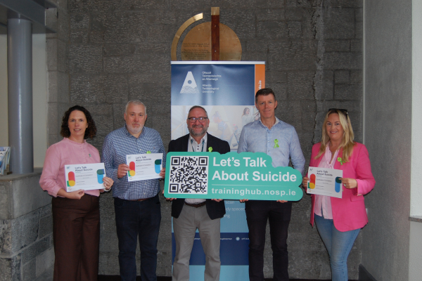 ‘Supporting Student Wellbeing’ L-R Siobhan McBrearty, Resource Officer for Suicide Prevention, HSE; Rev. Daniel Caldwell, Chaplain, ATU; Dr Justin Kerr, Vice-President, ATU Mayo Campus; Sean Conneely, Senior Health Promotion Officer, HSE; and Jennifer Corbett, Mental Health and Wellbeing Project Officer, ATU.