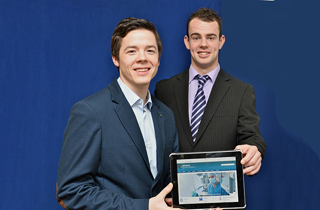 Ross Cullen, Technology Infrastructure Officer at UHG NUI Galway student Patrick at the launch of the WNWHG Website